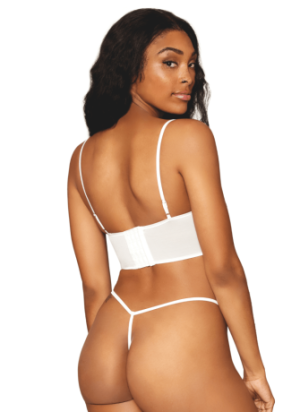 Bustier blanc avec armatures, en satin et dentelle florale - DG13262WHT